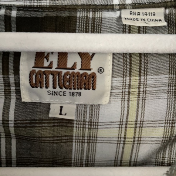 Vintage Ely Cattlemen L Pearl Snap Long Sleeve Button up. Western Shirt Size L - Picture 3 of 5